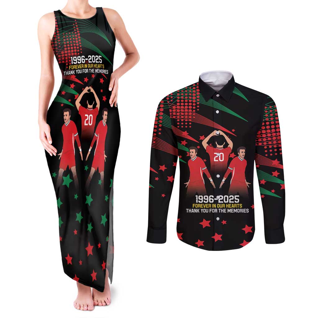 Portuguese Footballer Memorial Couples Matching Tank Maxi Dress and Long Sleeve Button Shirt 1996-2025 Forever In Our Hearts - Wonder Print Shop