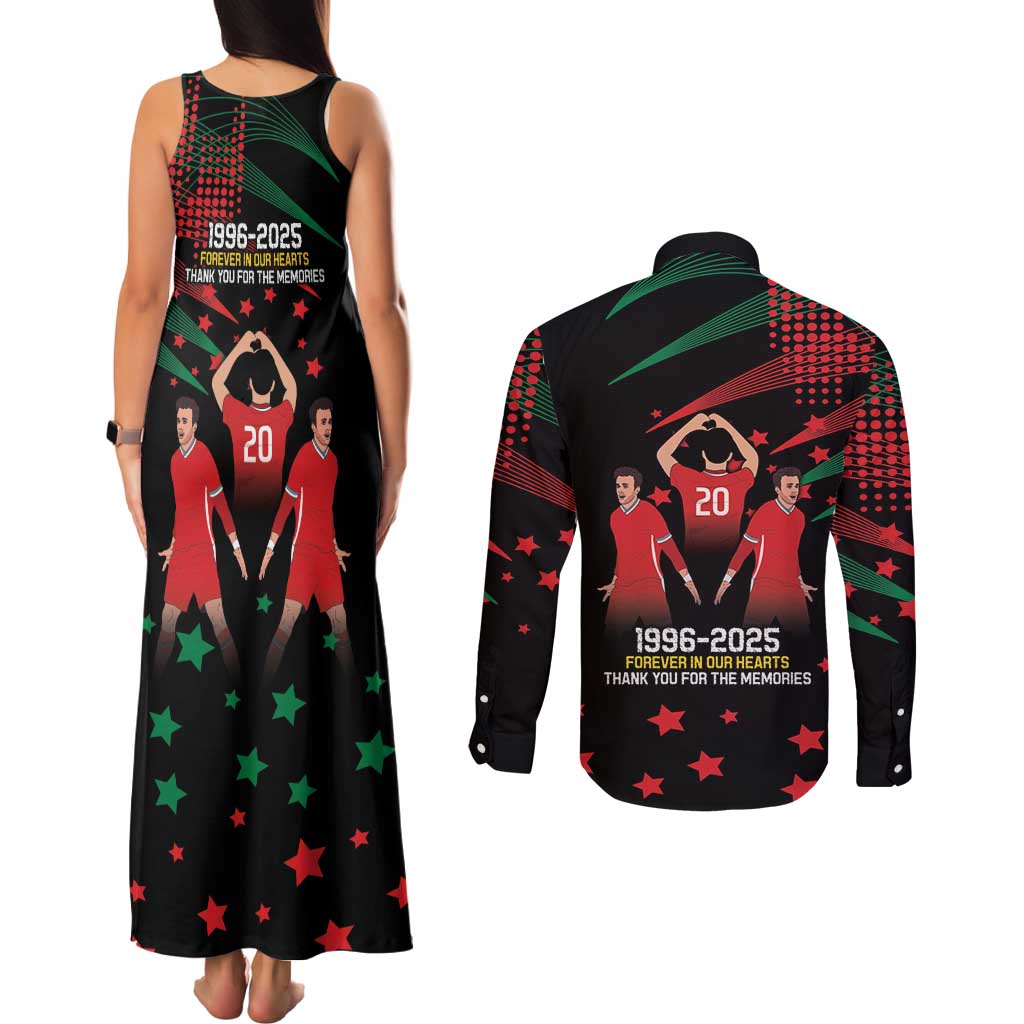 Portuguese Footballer Memorial Couples Matching Tank Maxi Dress and Long Sleeve Button Shirt 1996-2025 Forever In Our Hearts - Wonder Print Shop