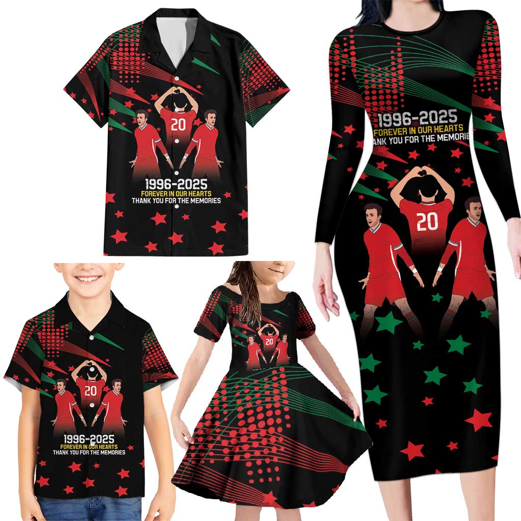 Portuguese Footballer Memorial Family Matching Long Sleeve Bodycon Dress and Hawaiian Shirt 1996-2025 Forever In Our Hearts - Wonder Print Shop