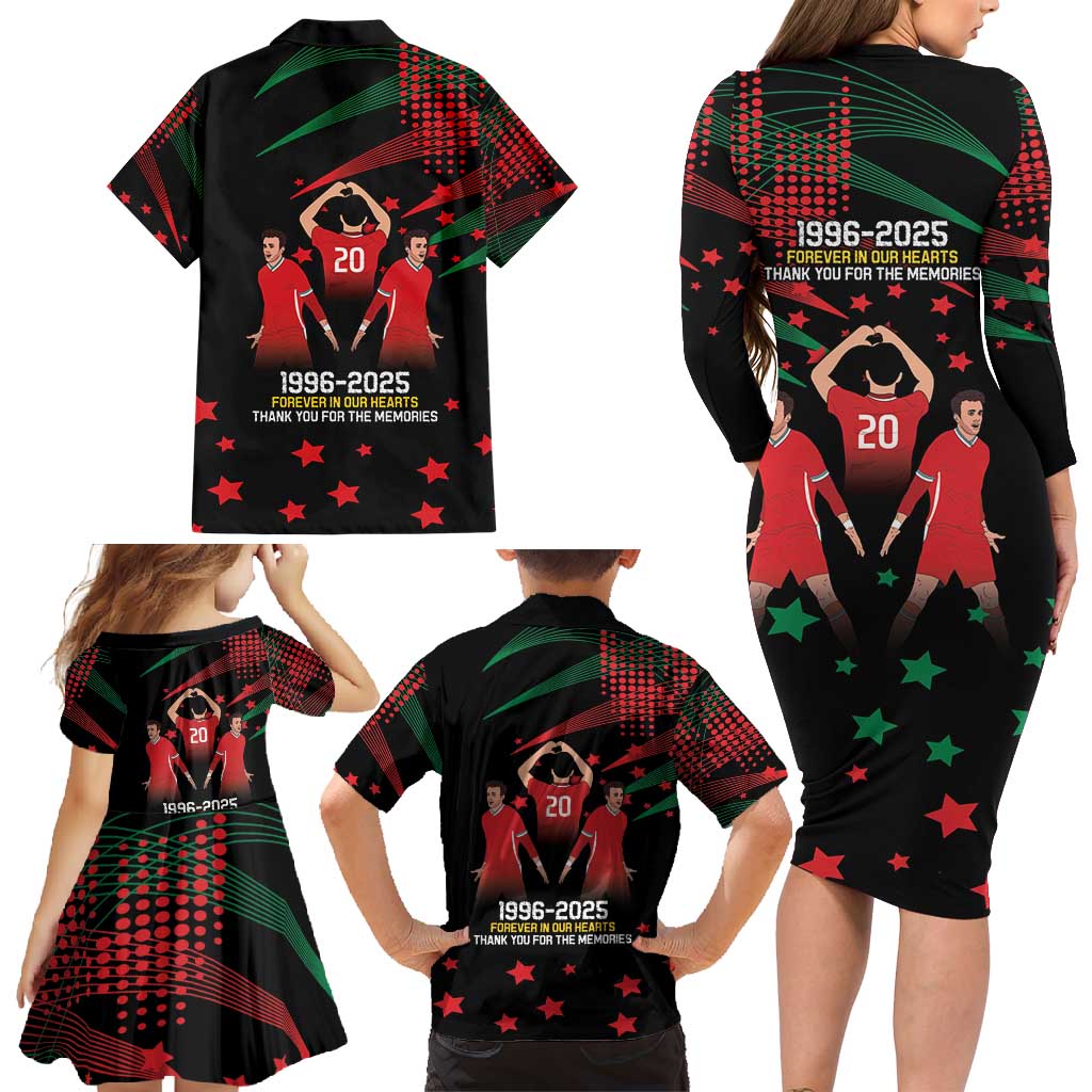 Portuguese Footballer Memorial Family Matching Long Sleeve Bodycon Dress and Hawaiian Shirt 1996-2025 Forever In Our Hearts - Wonder Print Shop
