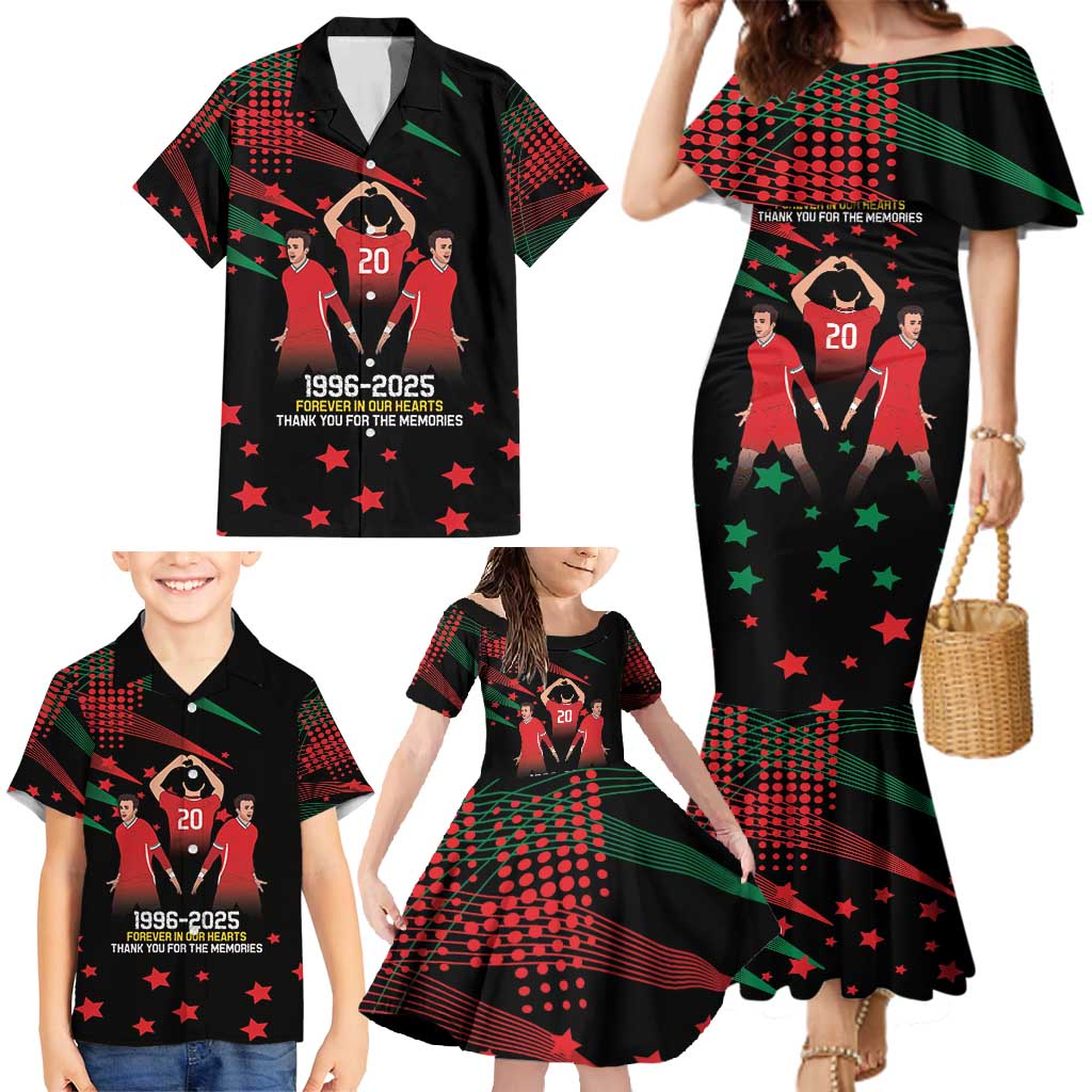 Portuguese Footballer Memorial Family Matching Mermaid Dress and Hawaiian Shirt 1996-2025 Forever In Our Hearts - Wonder Print Shop