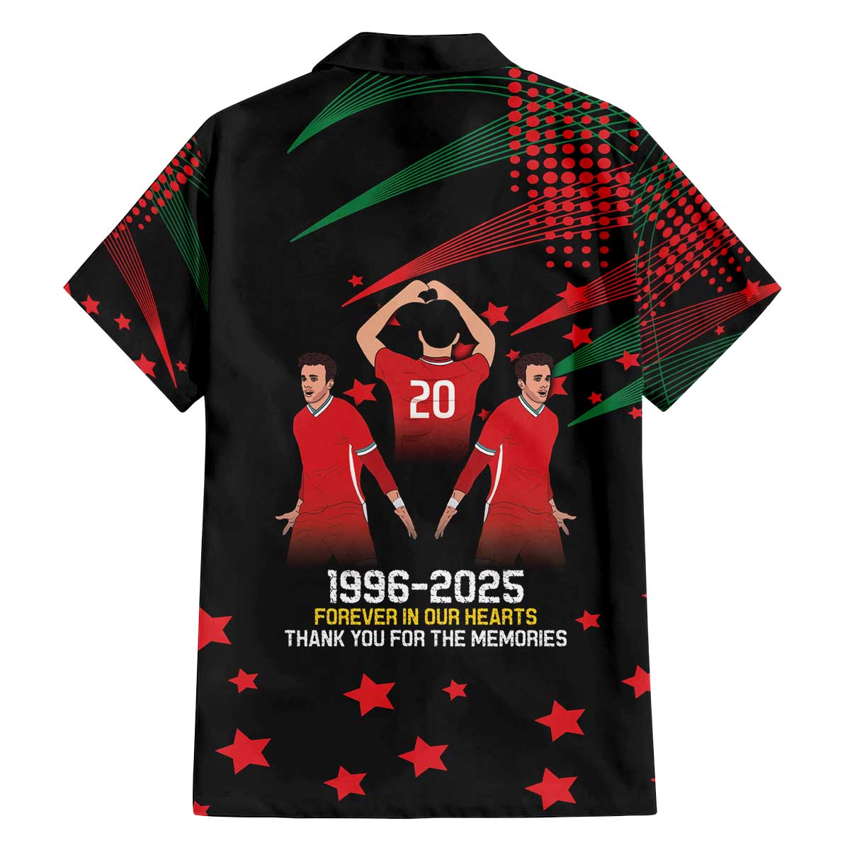 Portuguese Footballer Memorial Family Matching Off The Shoulder Long Sleeve Dress and Hawaiian Shirt 1996-2025 Forever In Our Hearts - Wonder Print Shop