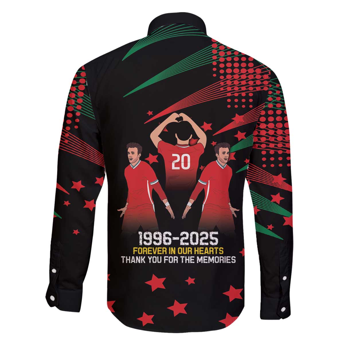 Portuguese Footballer Memorial Family Matching Off The Shoulder Long Sleeve Dress and Hawaiian Shirt 1996-2025 Forever In Our Hearts - Wonder Print Shop