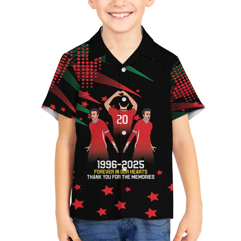 Portuguese Footballer Memorial Family Matching Off Shoulder Maxi Dress and Hawaiian Shirt 1996-2025 Forever In Our Hearts - Wonder Print Shop