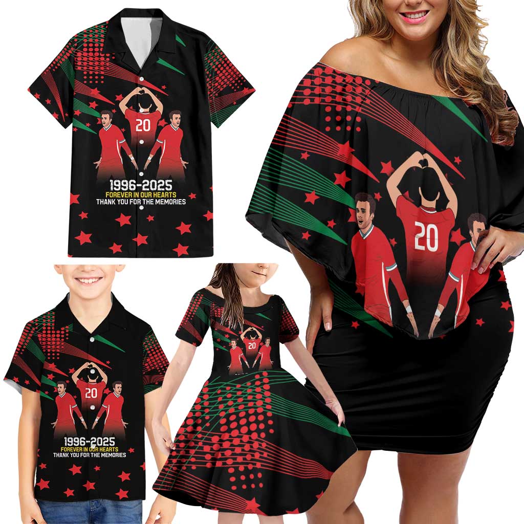Portuguese Footballer Memorial Family Matching Off Shoulder Short Dress and Hawaiian Shirt 1996-2025 Forever In Our Hearts - Wonder Print Shop