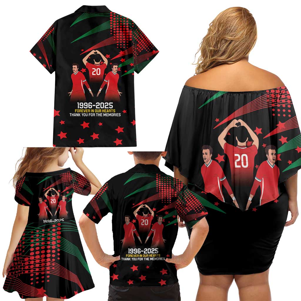 Portuguese Footballer Memorial Family Matching Off Shoulder Short Dress and Hawaiian Shirt 1996-2025 Forever In Our Hearts - Wonder Print Shop