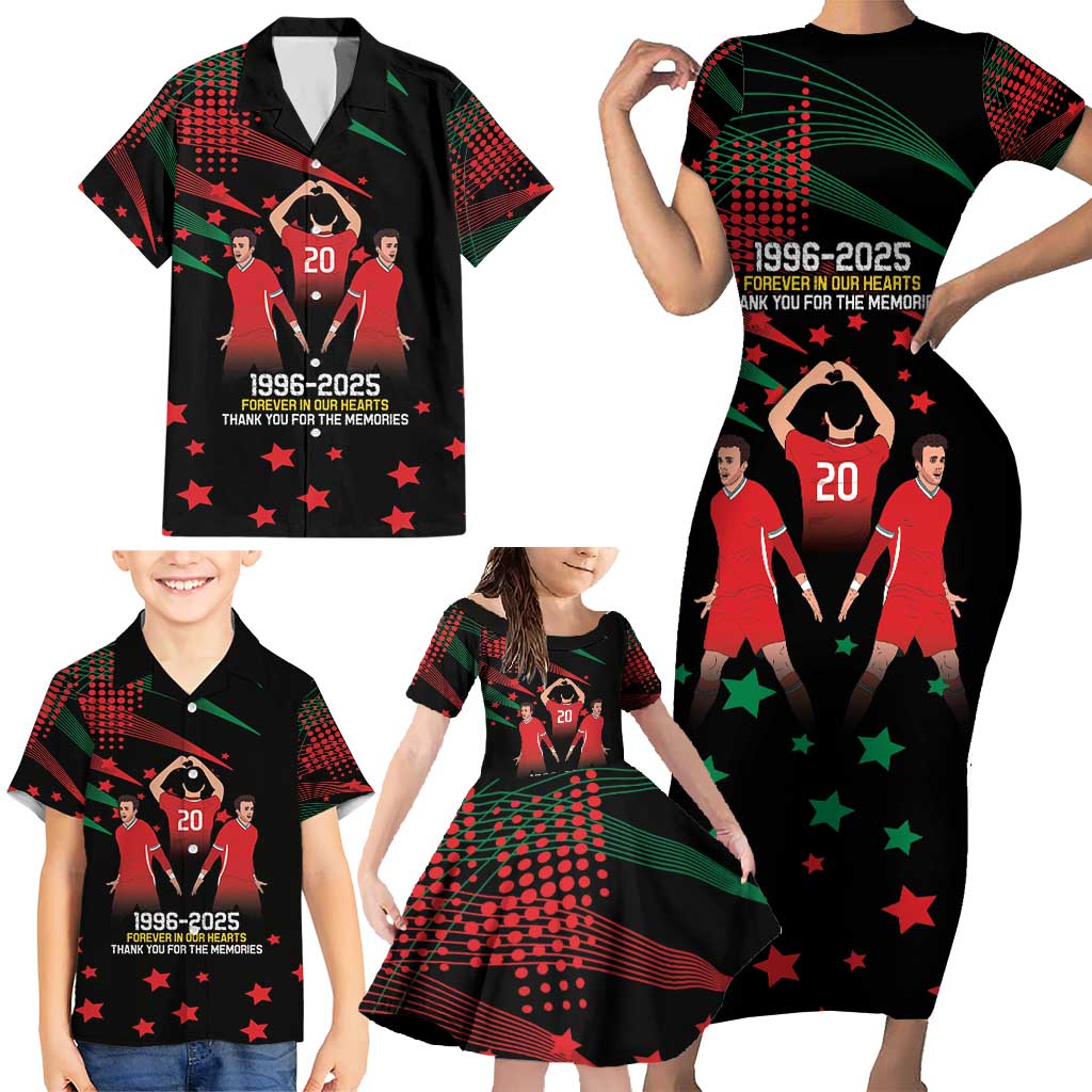 Portuguese Footballer Memorial Family Matching Short Sleeve Bodycon Dress and Hawaiian Shirt 1996-2025 Forever In Our Hearts - Wonder Print Shop