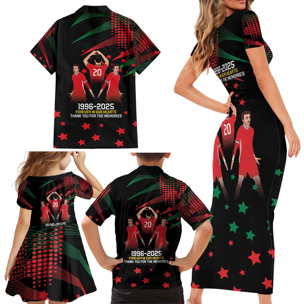 Portuguese Footballer Memorial Family Matching Short Sleeve Bodycon Dress and Hawaiian Shirt 1996-2025 Forever In Our Hearts - Wonder Print Shop