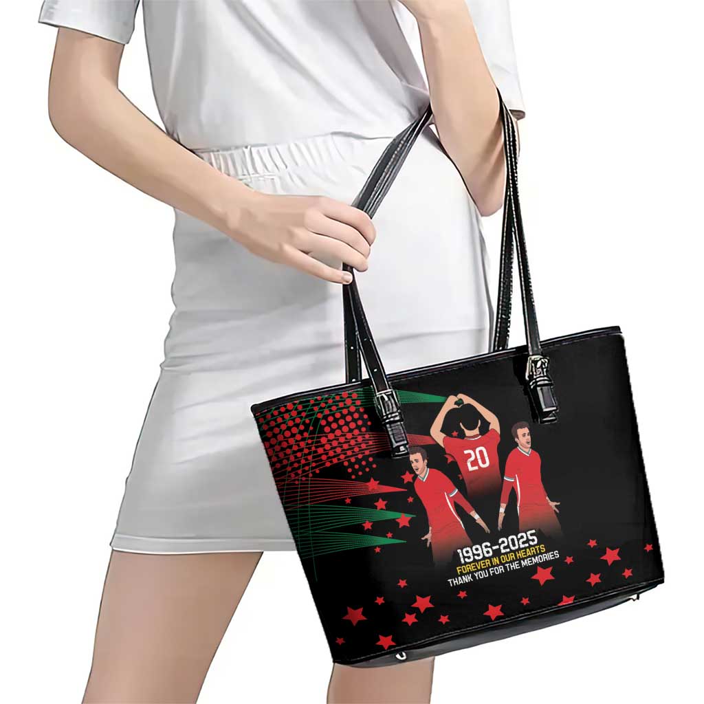 Portuguese Footballer Memorial Leather Tote Bag 1996-2025 Forever In Our Hearts - Wonder Print Shop