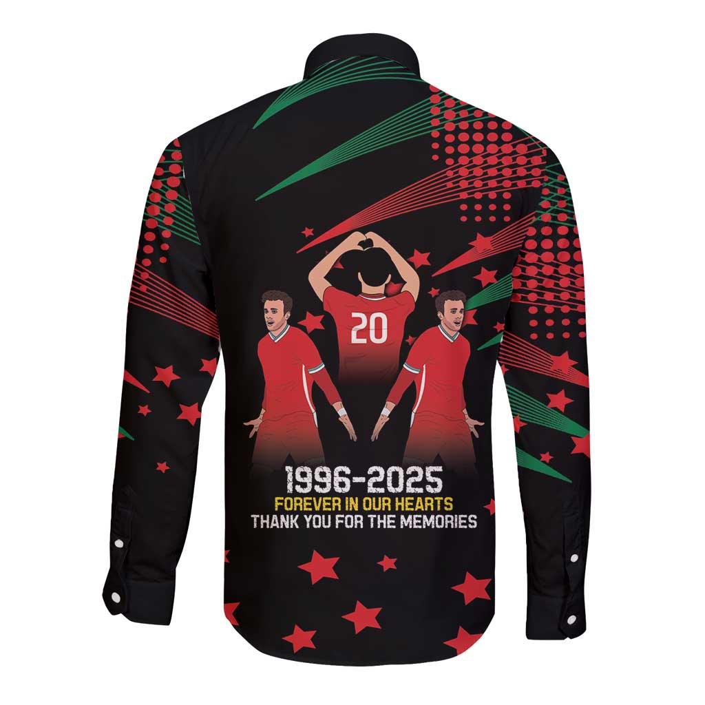 Portuguese Footballer Memorial Long Sleeve Button Shirt 1996-2025 Forever In Our Hearts - Wonder Print Shop