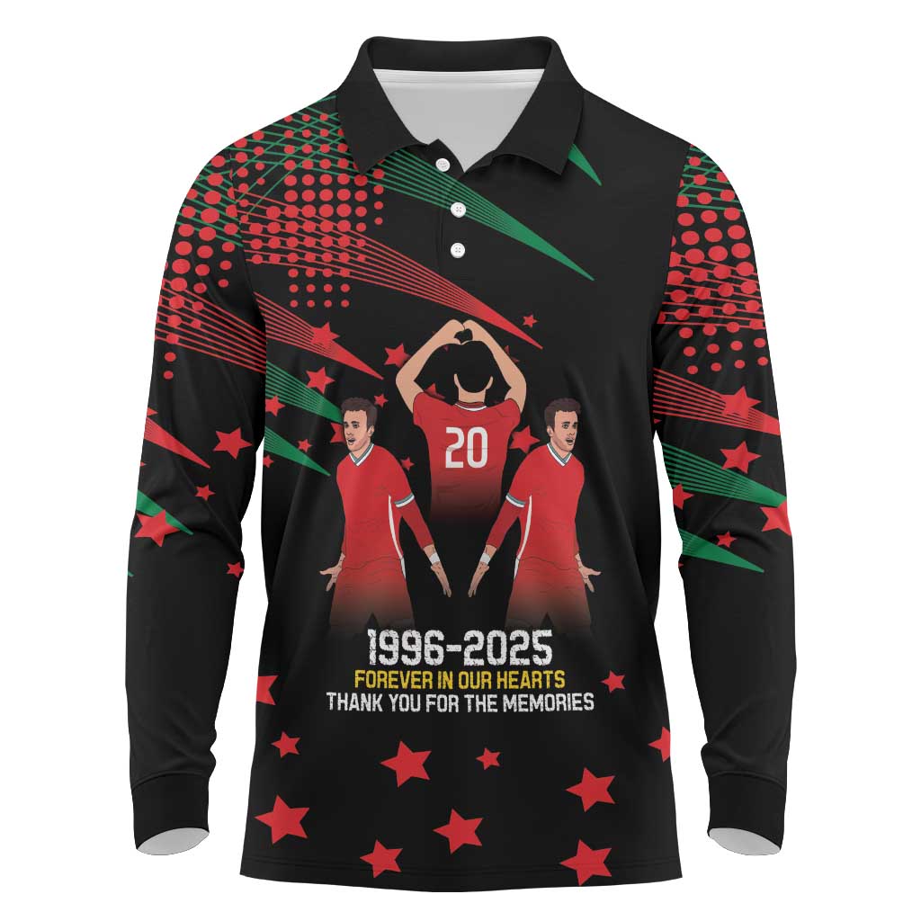 Portuguese Footballer Memorial Long Sleeve Polo Shirt 1996-2025 Forever In Our Hearts - Wonder Print Shop