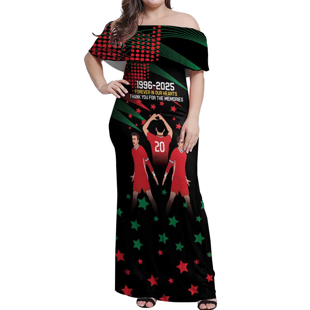 Portuguese Footballer Memorial Off Shoulder Maxi Dress 1996-2025 Forever In Our Hearts - Wonder Print Shop
