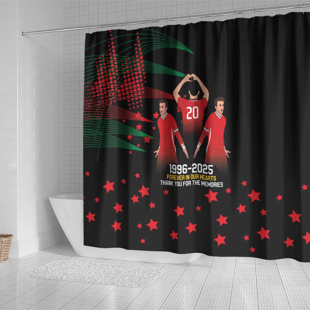Portuguese Footballer Memorial Shower Curtain 1996-2025 Forever In Our Hearts - Wonder Print Shop