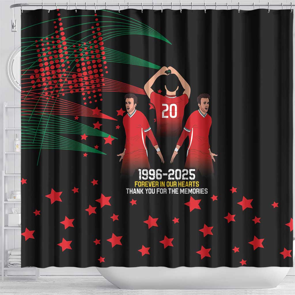 Portuguese Footballer Memorial Shower Curtain 1996-2025 Forever In Our Hearts - Wonder Print Shop