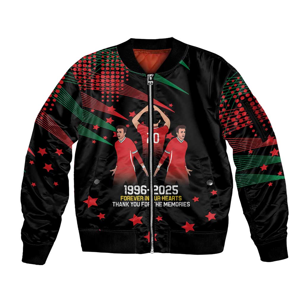 Portuguese Footballer Memorial Sleeve Zip Bomber Jacket 1996-2025 Forever In Our Hearts - Wonder Print Shop