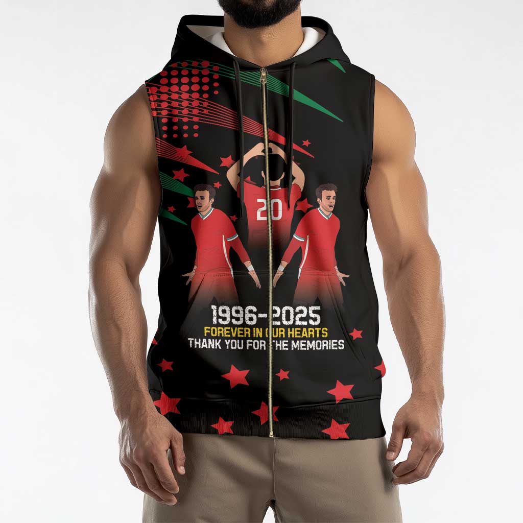 Portuguese Footballer Memorial Sleeveless Zip Hoodie 1996-2025 Forever In Our Hearts - Wonder Print Shop