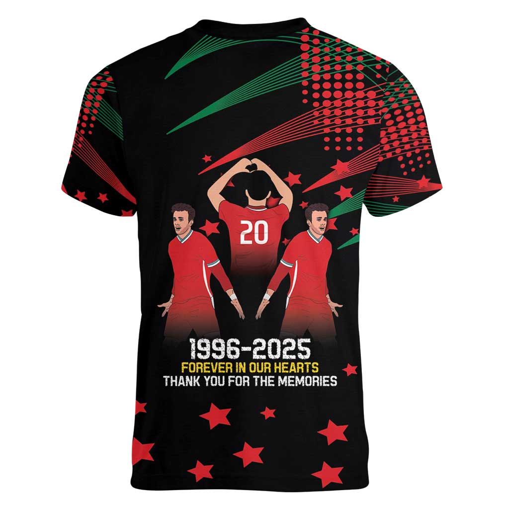 Portuguese Footballer Memorial Women V-Neck T-Shirt 1996-2025 Forever In Our Hearts - Wonder Print Shop
