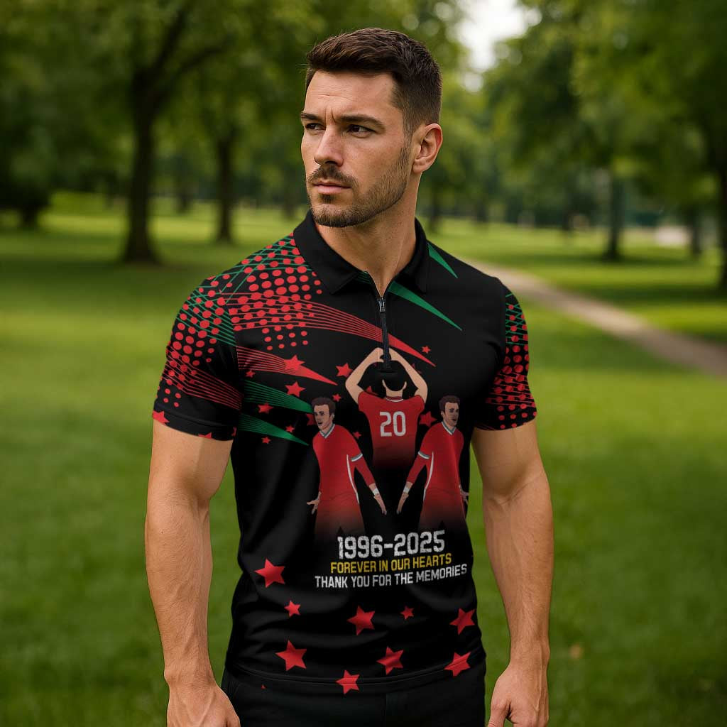Portuguese Footballer Memorial Zipper Polo Shirt 1996-2025 Forever In Our Hearts - Wonder Print Shop