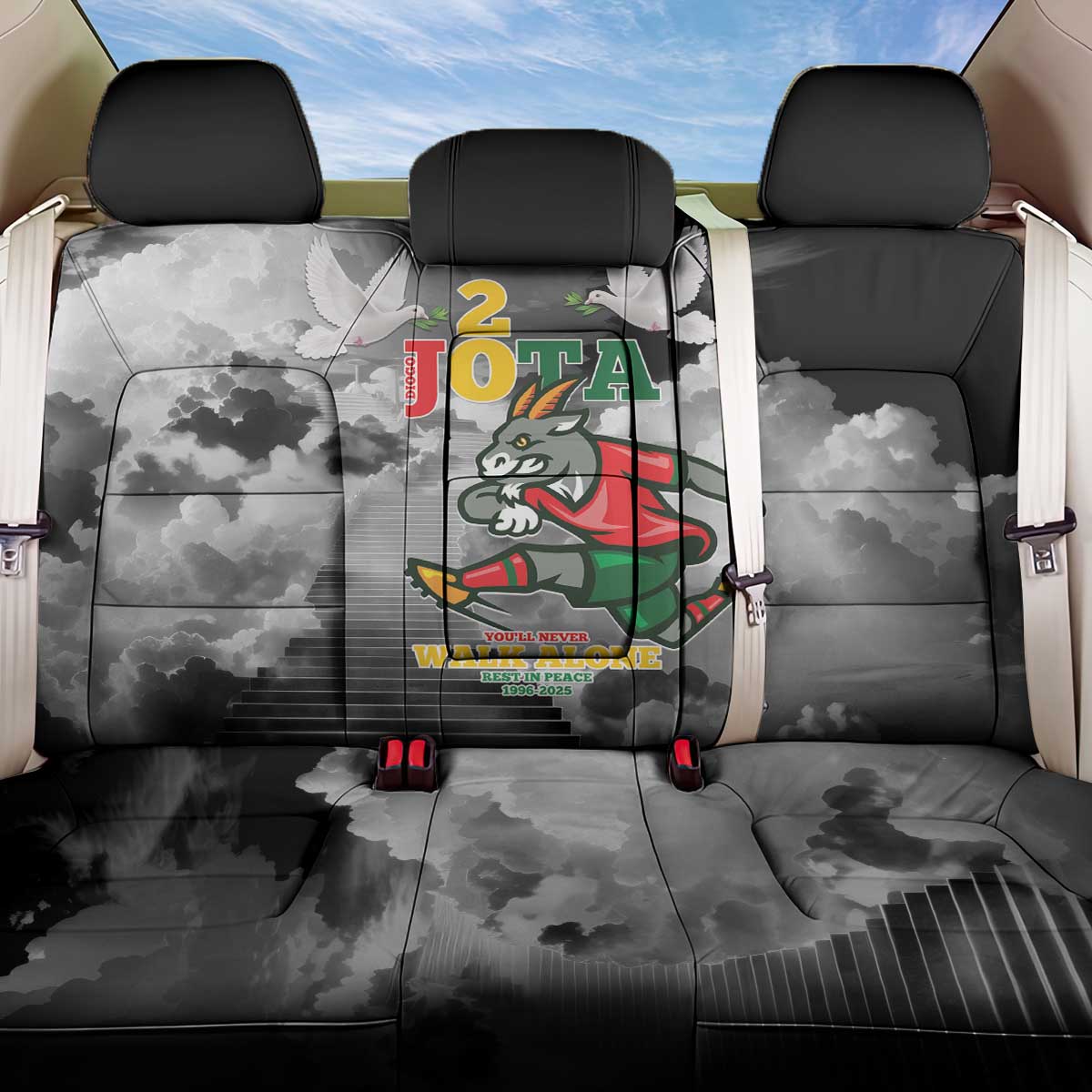 Portuguese Footballer Memorial Back Car Seat Cover You'll Never Walk Alone Rest In Peace 1996-2025 - Wonder Print Shop