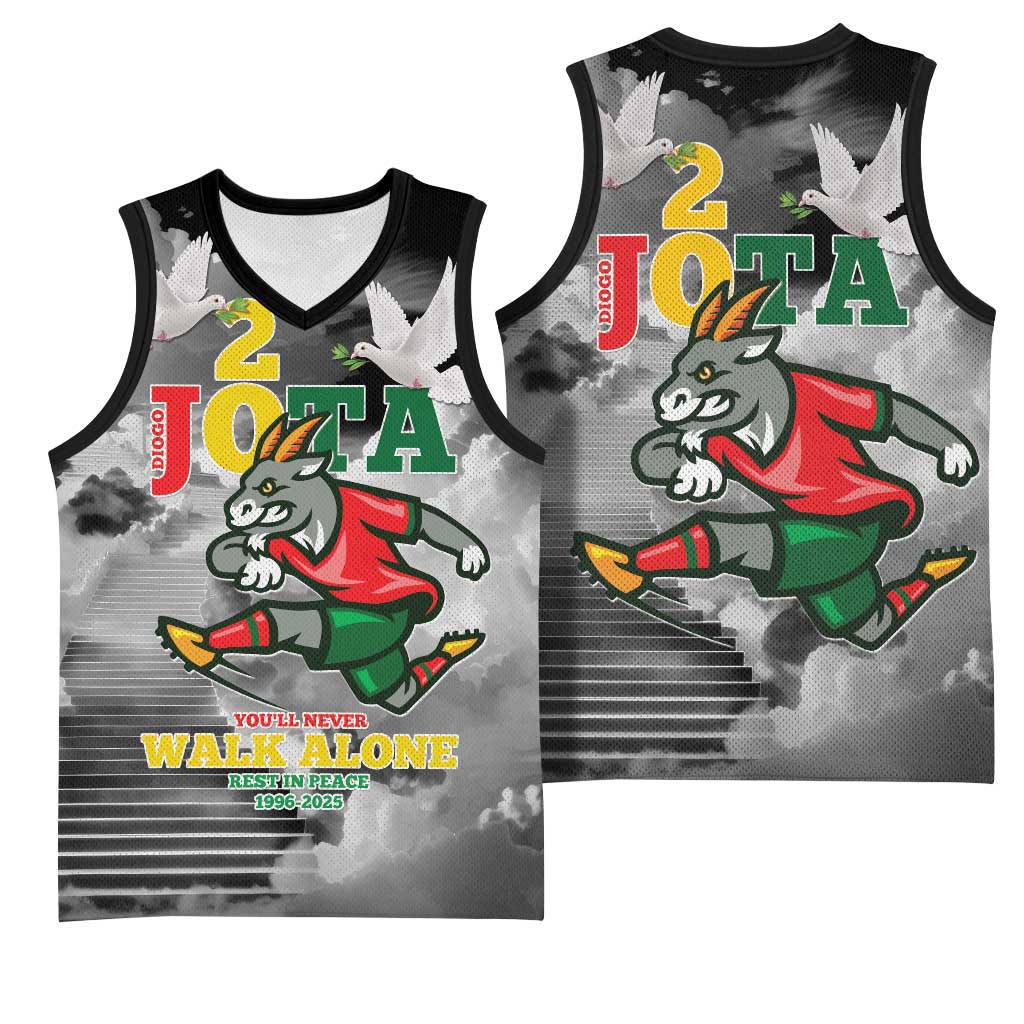 Portuguese Footballer Memorial Basketball Jersey You'll Never Walk Alone Rest In Peace 1996-2025 - Wonder Print Shop