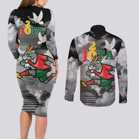 Portuguese Footballer Memorial Couples Matching Long Sleeve Bodycon Dress and Long Sleeve Button Shirt You'll Never Walk Alone Rest In Peace 1996-2025 - Wonder Print Shop