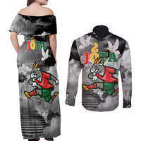 Portuguese Footballer Memorial Couples Matching Off Shoulder Maxi Dress and Long Sleeve Button Shirt You'll Never Walk Alone Rest In Peace 1996-2025 - Wonder Print Shop