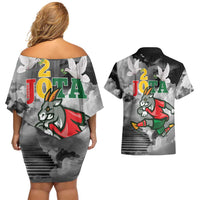 Portuguese Footballer Memorial Couples Matching Off Shoulder Short Dress and Hawaiian Shirt You'll Never Walk Alone Rest In Peace 1996-2025 - Wonder Print Shop