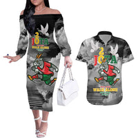 Portuguese Footballer Memorial Couples Matching Off The Shoulder Long Sleeve Dress and Hawaiian Shirt You'll Never Walk Alone Rest In Peace 1996-2025 - Wonder Print Shop