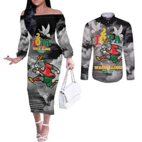 Portuguese Footballer Memorial Couples Matching Off The Shoulder Long Sleeve Dress and Long Sleeve Button Shirt You'll Never Walk Alone Rest In Peace 1996-2025 - Wonder Print Shop