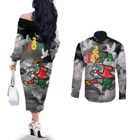 Portuguese Footballer Memorial Couples Matching Off The Shoulder Long Sleeve Dress and Long Sleeve Button Shirt You'll Never Walk Alone Rest In Peace 1996-2025 - Wonder Print Shop