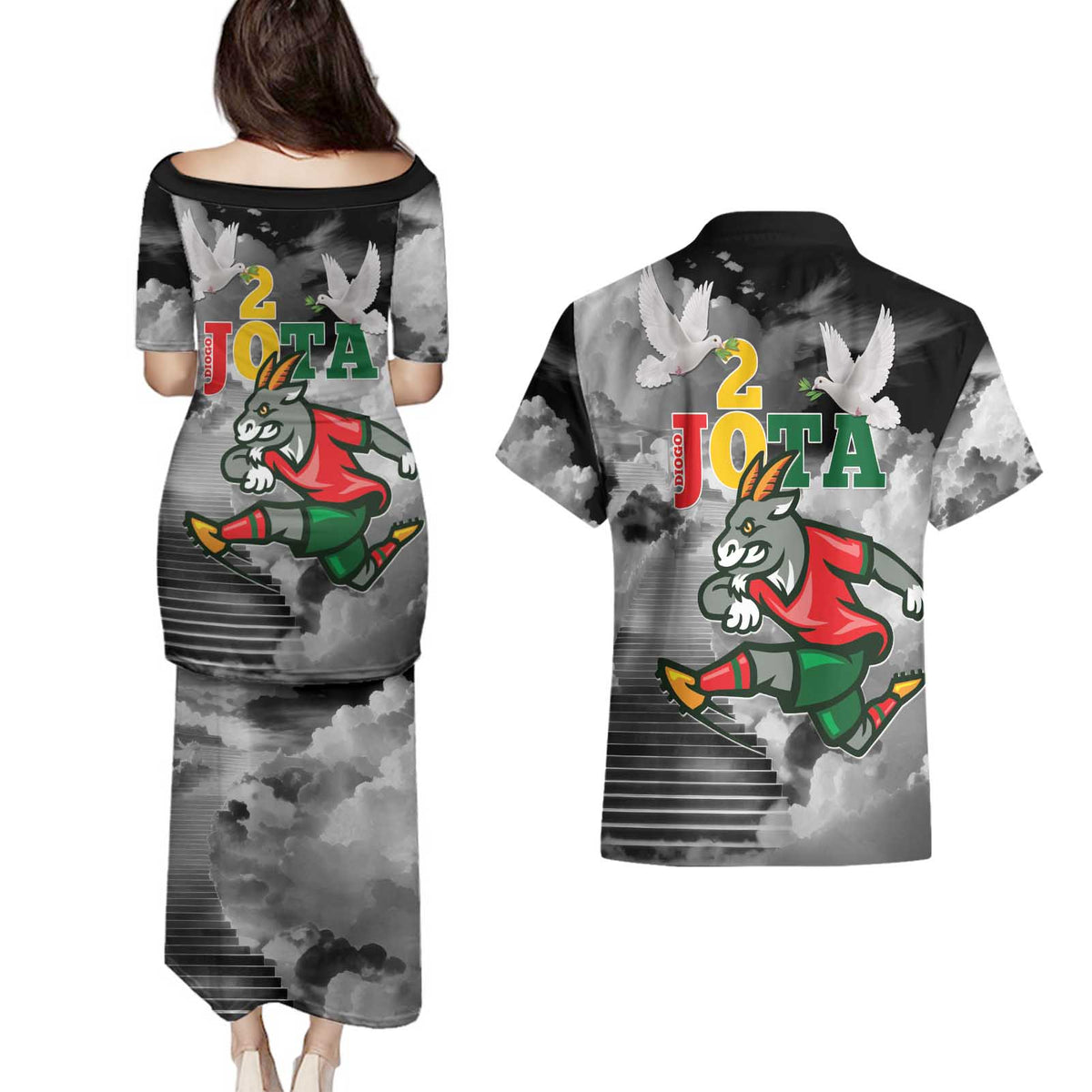 Portuguese Footballer Memorial Couples Matching Puletasi and Hawaiian Shirt You'll Never Walk Alone Rest In Peace 1996-2025 - Wonder Print Shop