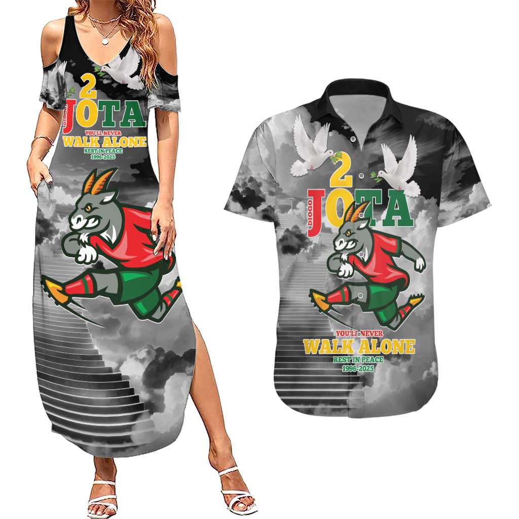 Portuguese Footballer Memorial Couples Matching Summer Maxi Dress and Hawaiian Shirt You'll Never Walk Alone Rest In Peace 1996-2025 - Wonder Print Shop