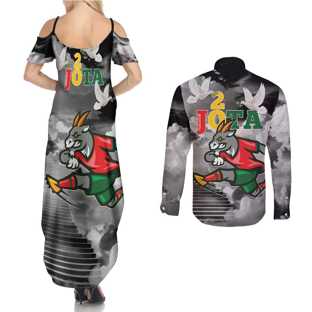 Portuguese Footballer Memorial Couples Matching Summer Maxi Dress and Long Sleeve Button Shirt You'll Never Walk Alone Rest In Peace 1996-2025 - Wonder Print Shop