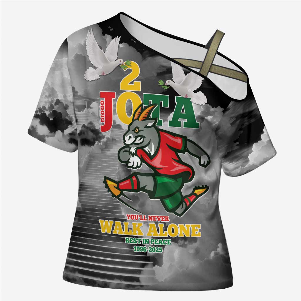 Portuguese Footballer Memorial Cross Shoulder Shirt You'll Never Walk Alone Rest In Peace 1996-2025 - Wonder Print Shop