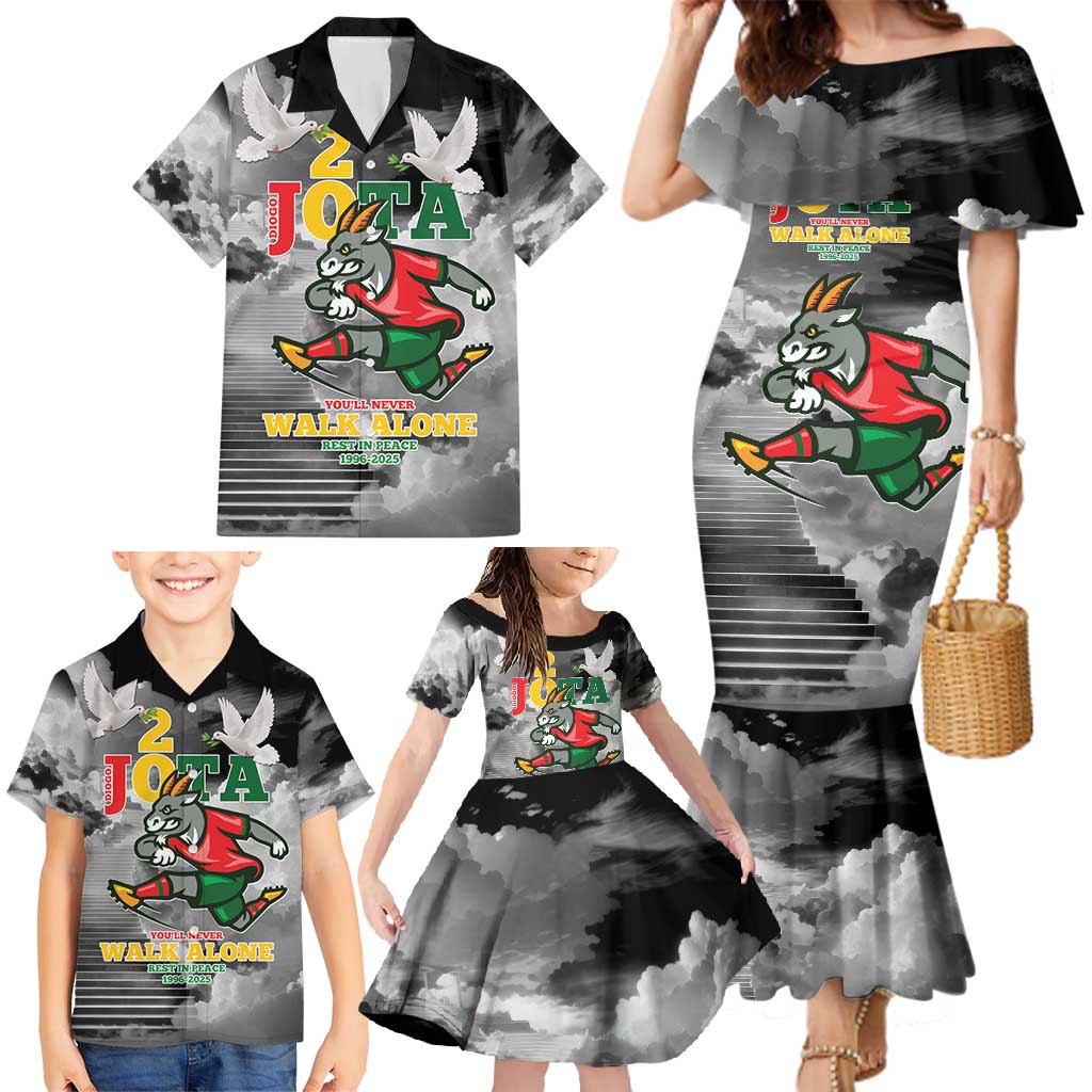 Portuguese Footballer Memorial Family Matching Mermaid Dress and Hawaiian Shirt You'll Never Walk Alone Rest In Peace 1996-2025 - Wonder Print Shop