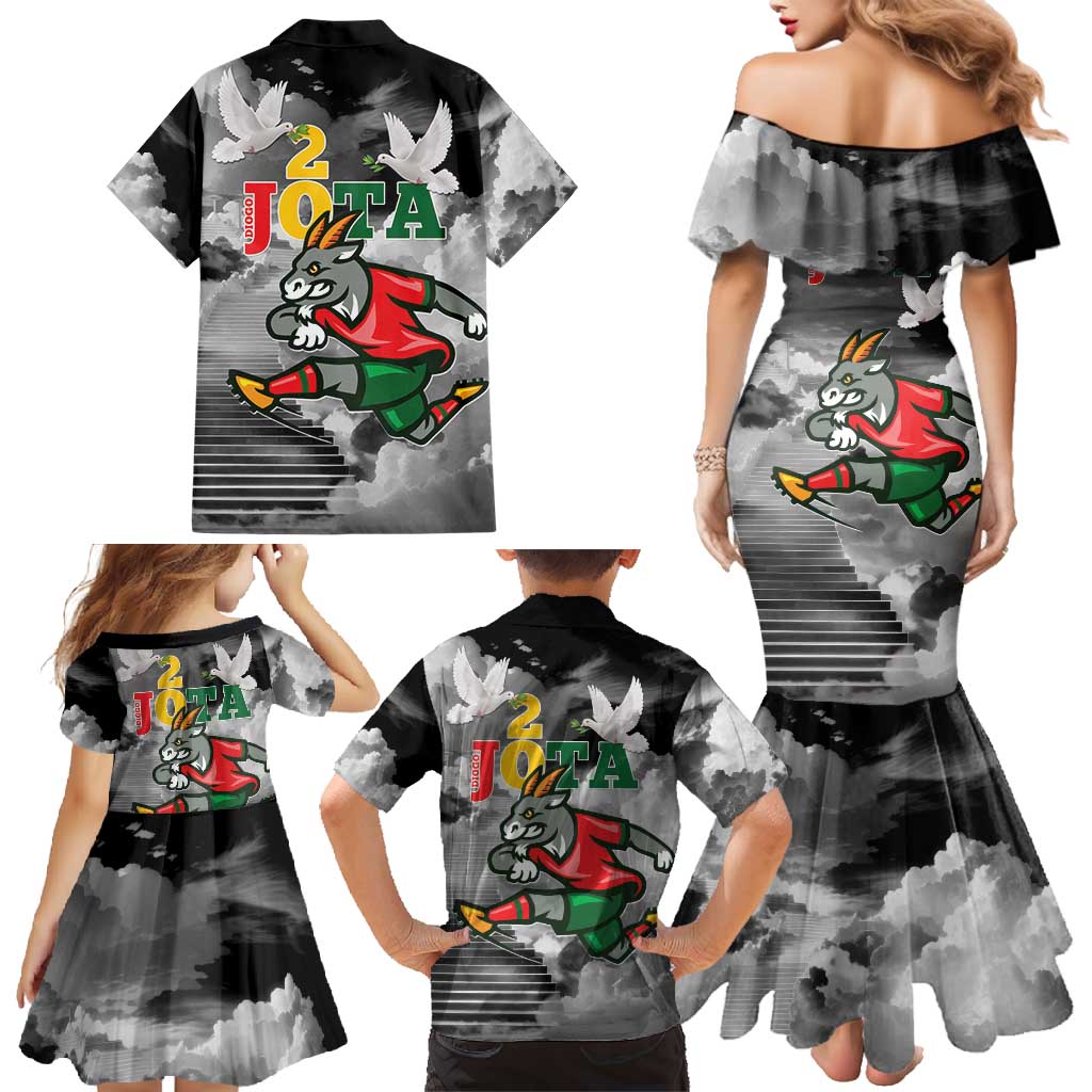 Portuguese Footballer Memorial Family Matching Mermaid Dress and Hawaiian Shirt You'll Never Walk Alone Rest In Peace 1996-2025 - Wonder Print Shop