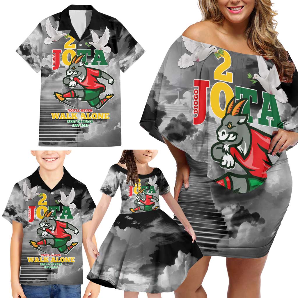 Portuguese Footballer Memorial Family Matching Off Shoulder Short Dress and Hawaiian Shirt You'll Never Walk Alone Rest In Peace 1996-2025 - Wonder Print Shop