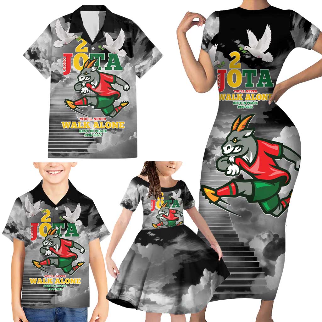 Portuguese Footballer Memorial Family Matching Short Sleeve Bodycon Dress and Hawaiian Shirt You'll Never Walk Alone Rest In Peace 1996-2025 - Wonder Print Shop