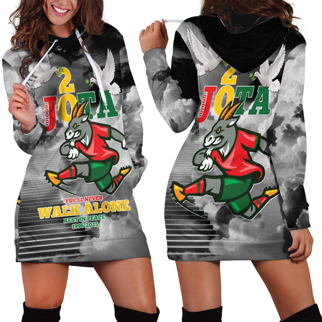Portuguese Footballer Memorial Hoodie Dress You'll Never Walk Alone Rest In Peace 1996-2025 - Wonder Print Shop