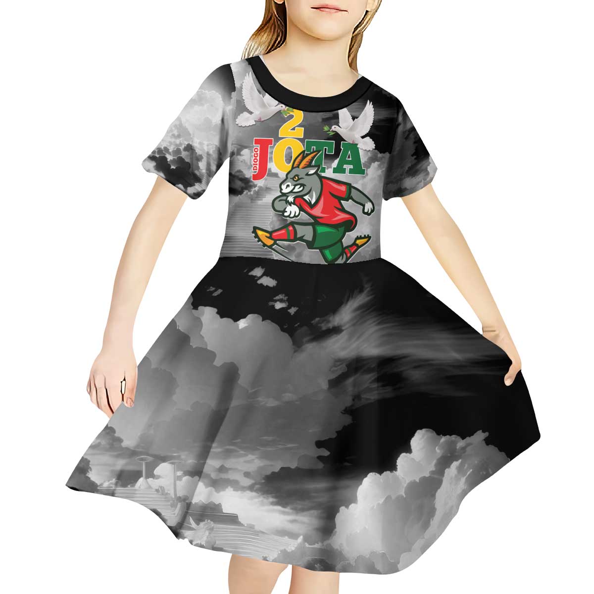 Portuguese Footballer Memorial Kid Short Sleeve Dress You'll Never Walk Alone Rest In Peace 1996-2025 - Wonder Print Shop