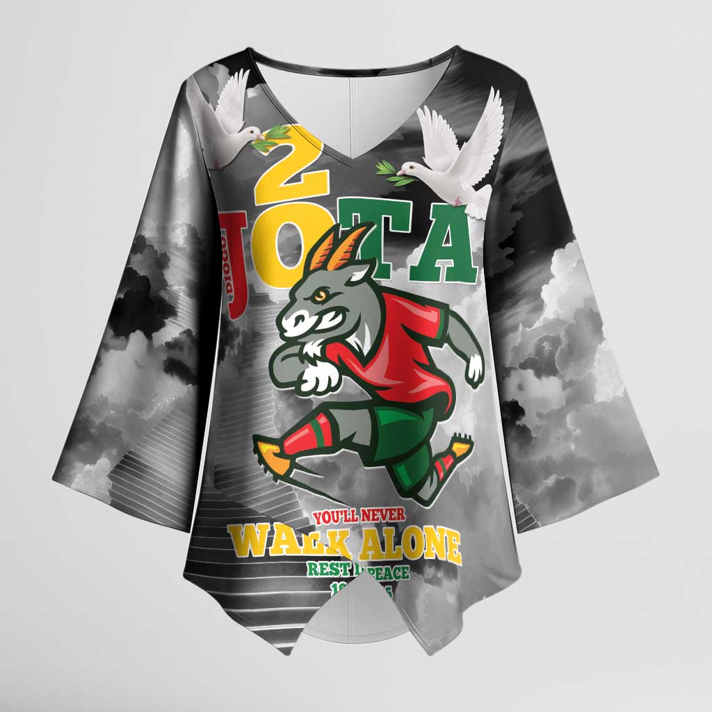 Portuguese Footballer Memorial Kimono Sleeve Blouse You'll Never Walk Alone Rest In Peace 1996-2025 - Wonder Print Shop