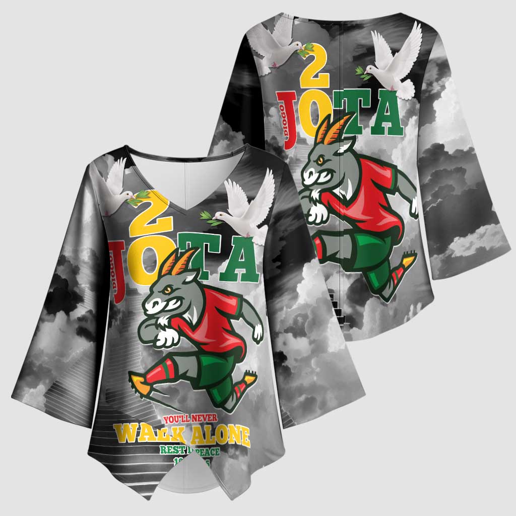 Portuguese Footballer Memorial Kimono Sleeve Blouse You'll Never Walk Alone Rest In Peace 1996-2025 - Wonder Print Shop