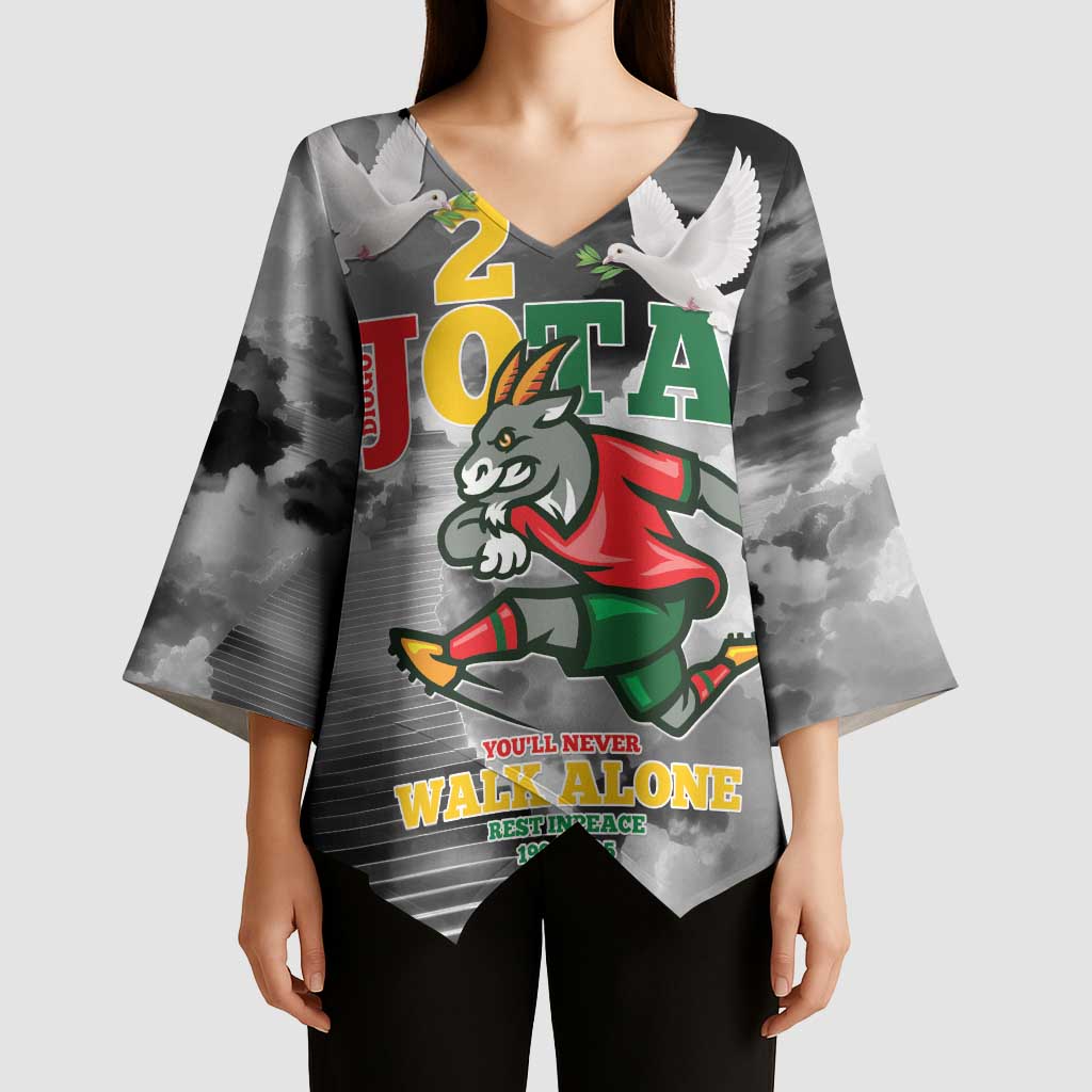 Portuguese Footballer Memorial Kimono Sleeve Blouse You'll Never Walk Alone Rest In Peace 1996-2025 - Wonder Print Shop