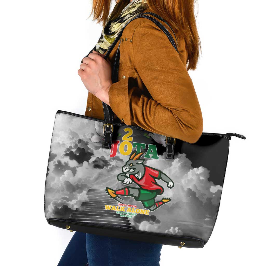 Portuguese Footballer Memorial Leather Tote Bag You'll Never Walk Alone Rest In Peace 1996-2025 - Wonder Print Shop