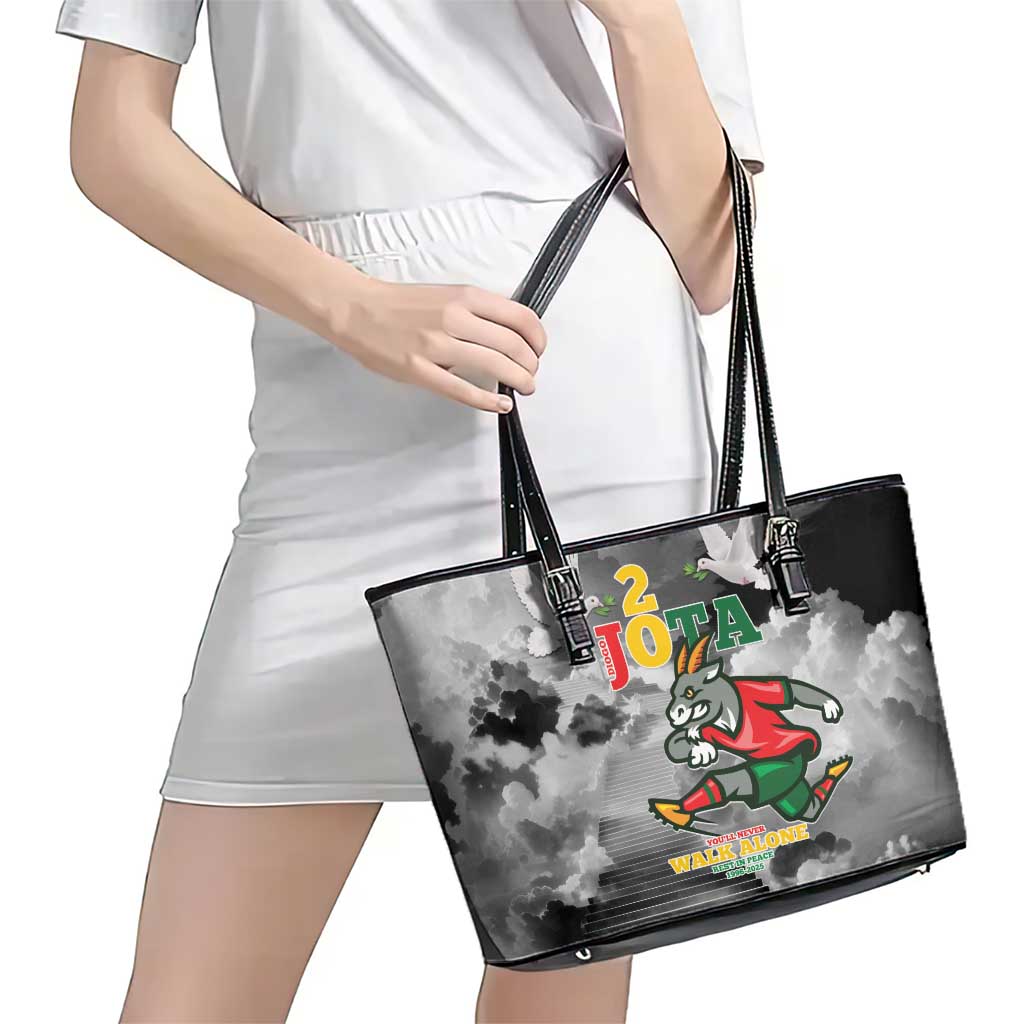 Portuguese Footballer Memorial Leather Tote Bag You'll Never Walk Alone Rest In Peace 1996-2025 - Wonder Print Shop