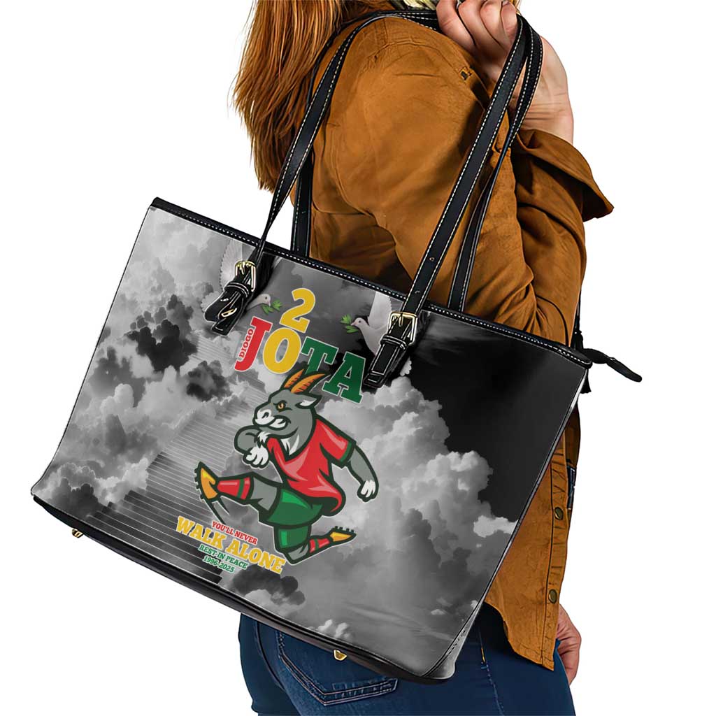 Portuguese Footballer Memorial Leather Tote Bag You'll Never Walk Alone Rest In Peace 1996-2025 - Wonder Print Shop