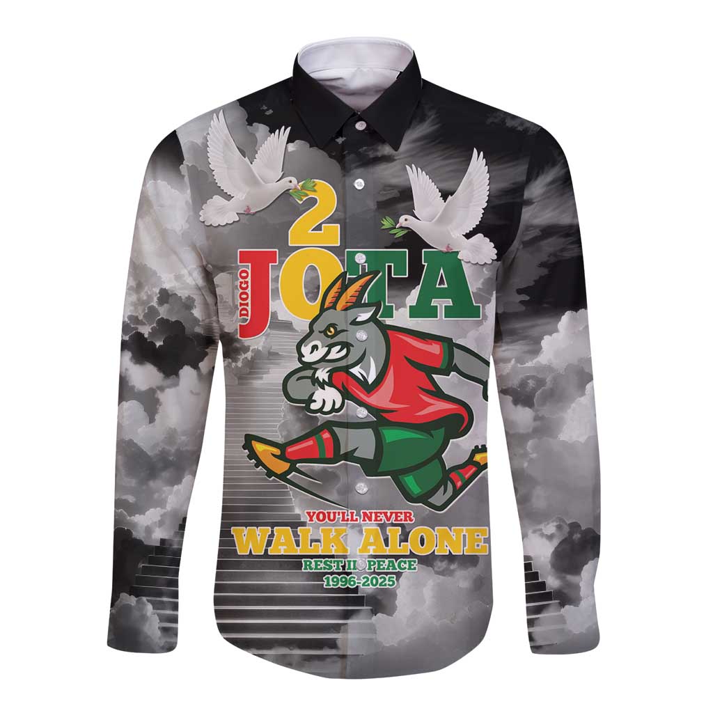 Portuguese Footballer Memorial Long Sleeve Button Shirt You'll Never Walk Alone Rest In Peace 1996-2025 - Wonder Print Shop