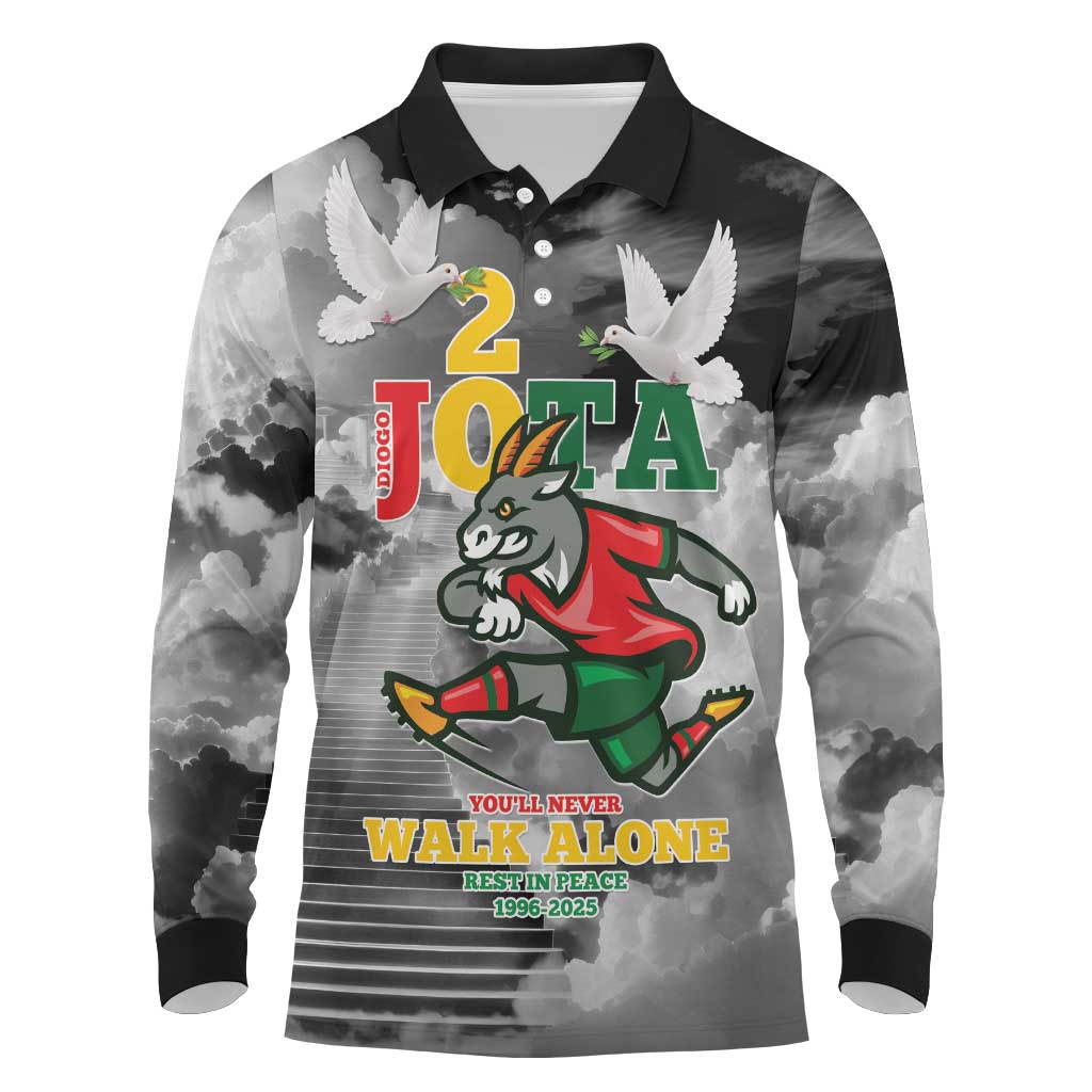 Portuguese Footballer Memorial Long Sleeve Polo Shirt You'll Never Walk Alone Rest In Peace 1996-2025 - Wonder Print Shop