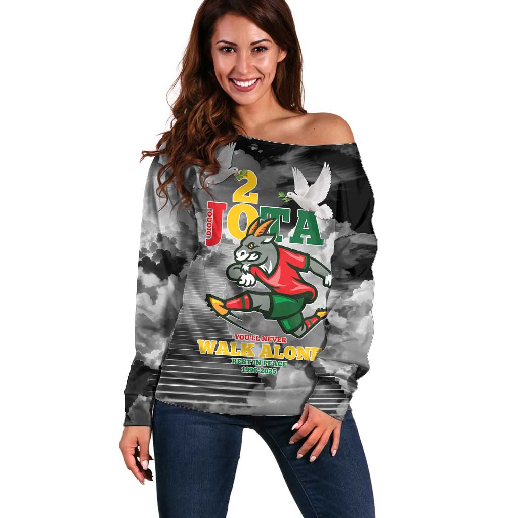 Portuguese Footballer Memorial Off Shoulder Sweater You'll Never Walk Alone Rest In Peace 1996-2025 - Wonder Print Shop