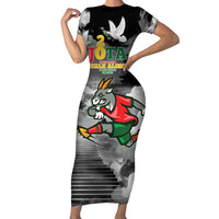 Portuguese Footballer Memorial Short Sleeve Bodycon Dress You'll Never Walk Alone Rest In Peace 1996-2025 - Wonder Print Shop